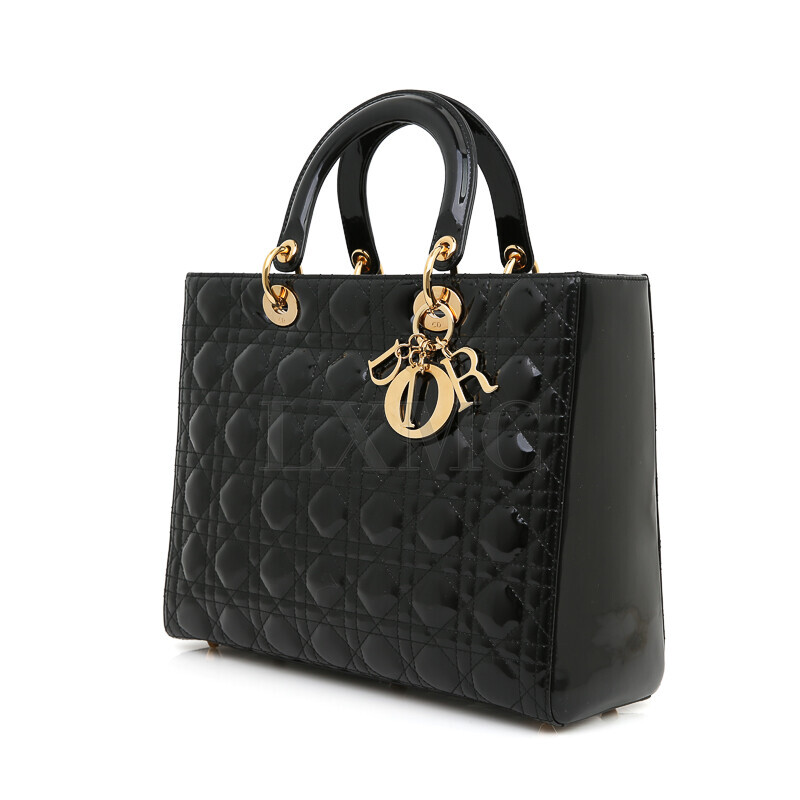 미스코코,디올 레이디 디올 까나쥬 라지 블랙 LADY DIOR