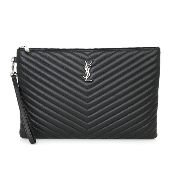 미스코코,생로랑 모노그램 마틀라세 클러치 라지 440222 블랙 은장 YSL